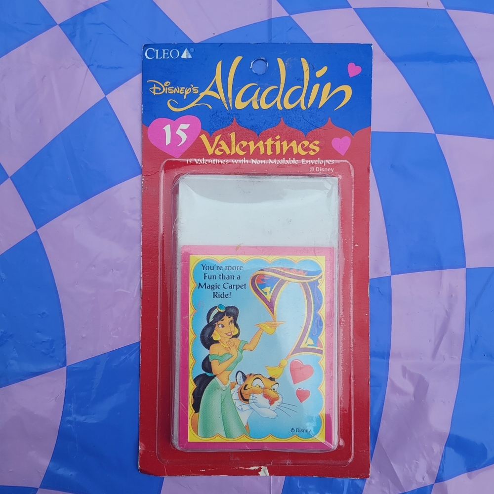 Dead Stock Disney's Aladdin Valentines Day Cards with Envelopes